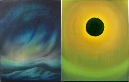 Left: Edouard Wolton, Aurore boréale, 2014 Right:Edouard Wolton, Eclipse, 2013